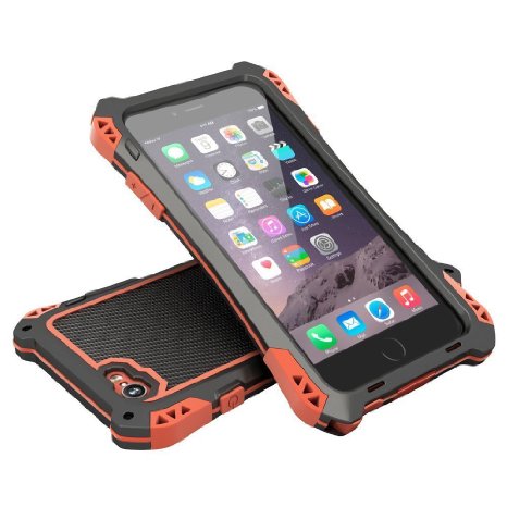 Evershop Carbon Fiber Aluminum Metal Gorilla Glass Heavy Duty Iphone 6 Case47 Inch Waterproof Shockproof Dirt Proof Iphone 6 Amira Cover Case Phone Shell with a Hook Black-red-black