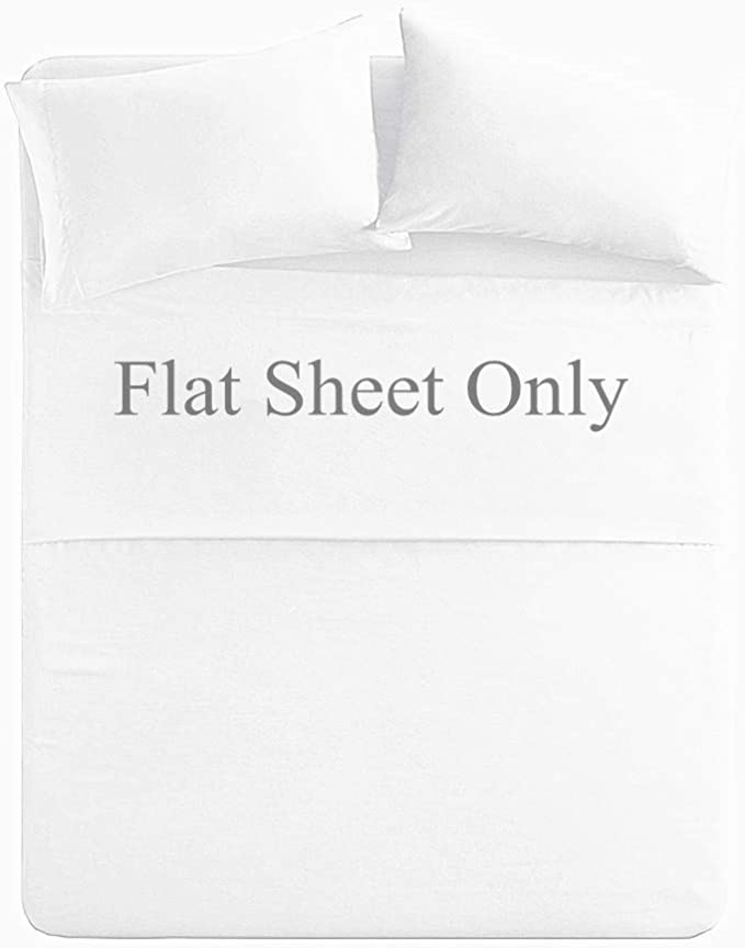 Queen Size Flat Sheet Only - 300 Thread Count 100% Egyptian Cotton Quality - Hotel Collection Luxury Flat Sheet Sold Separately - White