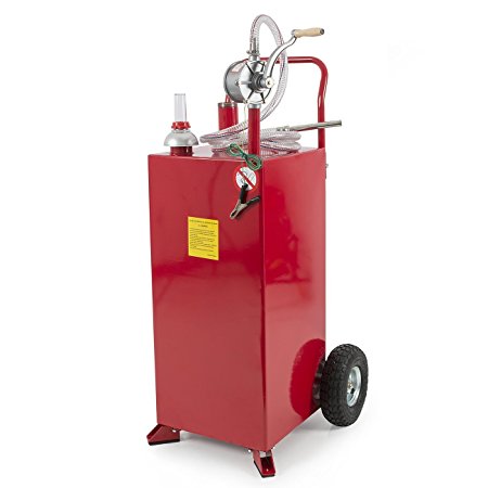 ARKSEN© 30 Gallon Portable Fuel Transfer Gas Can Caddy Storage Tank - Red