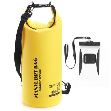 Manve Waterproof Bag and Phone Dry Bag, Waterproof Guaranteed for Adventures - Floating, Boating, Kayaking, Hiking, Snowboarding, Camping, Rafting, Fishing, ultimate Lightweight; (capacity 10L)