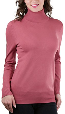 ToBeInStyle Women's Button Detail Long Sleeve Turtle Neck Sweater