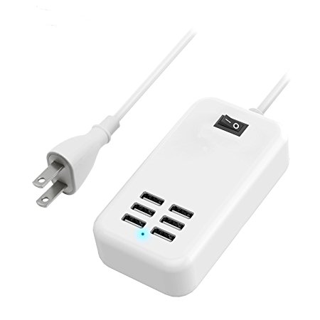 Mini Butterball 6 Ports Portable USB Hub Desktop US Plug AC Power High Speed Wall Travel Charging Adapter Slots Charging Extension Socket Outlet With Cable