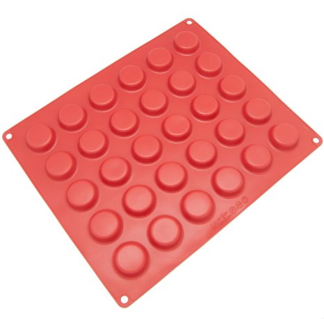 Freshware CB-116RD 30-Cavity Silicone Mold for Chocolate, Candy, Cookie, Gummy, and More