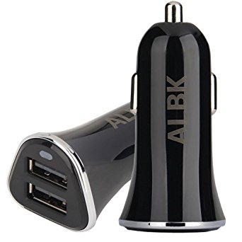 ALBK Car Charger,2.4A Dual USB Port Car Charger-Portable Travel Charger Rapid Car Charger Auto Adapter for iPhone 6 Plus/6/5S/5C/4,iPad,Ipod,Samsung,Smart Phone,Tablets (Black)