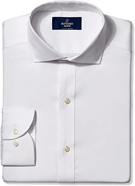 Buttoned Down Men's Slim Fit Cutaway-Collar Solid Pinpoint Dress Shirt, Supima Cotton Non-Iron