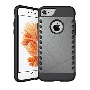 iPhone 7 Case,AOFU Heavy Duty [Slim Fit] Shockproof Dual Layer Protection Hybird Cases Cover for iPhone 7-Gray