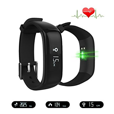 Fitness Tracker, IP67 Waterproof Bluetooth Activity Tracker, Heart Rate Monitor, Blood Pressure Monitor, Pedometer, SMS Message Notification, Incoming Call Reminder, Calorie Consumption and Distance Monitor, Multifunctional APP Compatible with Android and IOS System Smart Phones (Black)
