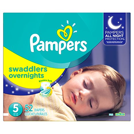 Pampers Swaddlers Overnights Diapers Size 5, 52 Count