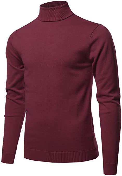 Style by William Men's Casual Solid Soft Knitted Long Sleeve Turtleneck Sweater