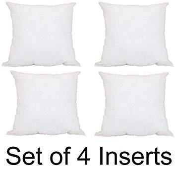 Set of 4 - Pillowflex Premium Indoor / Outdoor Polyester Pillow Form Insert Hypoallergenic Stuffer (20 x 20 Inches)