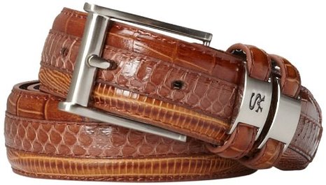 Stacy Adams Men's 32mm Genuine Leather Lizard Skin Print Belt With Buckle