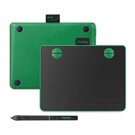 Parblo A640 Drawing Tablet with 8192 Levels Battery-Free Stylus Pen, 7.2 x 5.9 Inches Graphic Drawing Tablet for Digital Art Works, Drawing, Sketch, Design, Paint (Green)