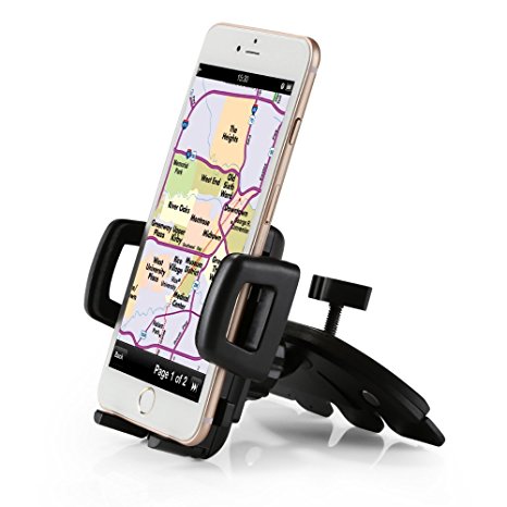 UnicornTech HD-05 CD Slot Cell Phone Holder On Car[No View-blocking No Slipping off No Cold Air Blowing Straight] Universal 360 Flexible Adjustable CD Slot Cell Phone Smart Phone Mobile Phone Mount Holder Cradle Bracket Clamp Universal for Car Auto Vehicle Wide for iPhone 6 Plus 6 5S 5C 5 4S 4 Samsung Galaxy S6 S5 S4 Note 4 3 Nexus 5 S HTC One X S Motorola Droid Razr HD Maxx Nokia Lumia 920 BlackBerry Z10 Torch LG Optimus G and GPS Devices