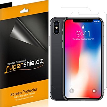 Supershieldz for Apple iPhone X [Front   Back] Full Body Screen Protector, [3 Front and 3 back] Anti-Bubble High Definition Clear Screen Shield -Lifetime Replacements Warranty