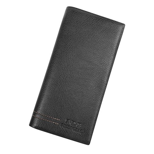 KLOUD City Black PU Leather Long Fold Wallet Purse with Multi Card Holder and Zipper Pocket for Men