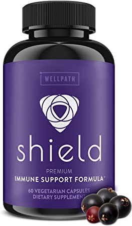 Shield Immune Support Elderberry Capsules - Premium Elderberry Immune System Booster for Adults - Immunity Support with 600 mg Sambucus Black Elderberry, Zinc, Vitamin C, Propolis, Echinacea - 60 Ct