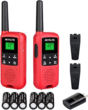 Retevis RT49B Walkie Talkies Long Range,Two Way Radios Rechargeable,Wireless 2 Way Radio,FRS License-Free NOAA Flashlight,for Family Outdoor Camping Rowing (Red,2 Pack)