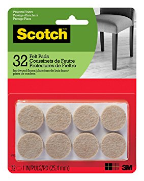 Scotch Felt Pads, Round, Beige, 1-Inch Diameter, 32 Pads/Pack (SP802-NA)