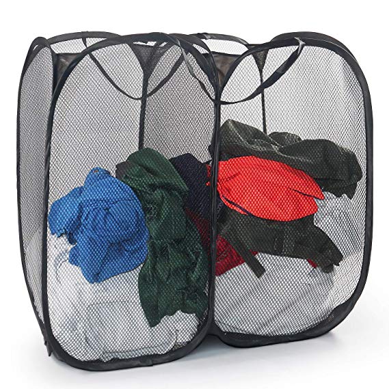 YJLWE Laundry Basket 2 Sections, Large Dirty Clothes Hamper Sorter for Bathroom