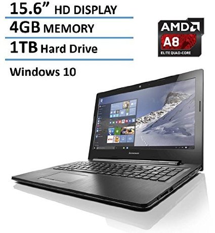 2016 Newest Lenovo 156-inch Premium High Performance Laptop AMD Quad-Core A8-6410 up to 24GHz 4GB DDR3L 1TB HDD DVD RW Drive HDMI VGA 80211 AC WiFi Bluetooth Webcam Windows 10 64bit