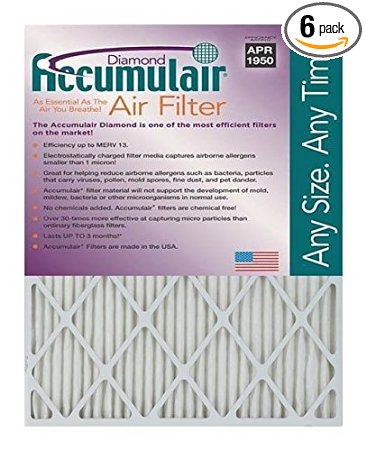 Accumulair® Diamond 28x30x2 (27.5x29.5x1.75) MERV 13 Air Filter/Furnace Filters (6 pack)