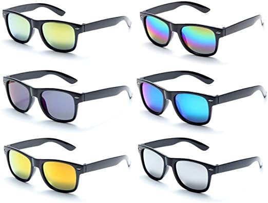 6 Pack Neon Colors Kids Sunglasses UV Coating Glasses Party Favor Eyewear