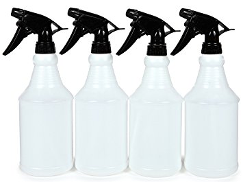 Vivaplex, 4, Large, 24 oz, Sturdy, Empty, Plastic Spray Bottles, with Black Trigger Sprayers