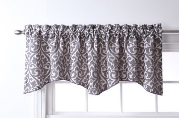 Stylemaster Twill and Birch Bryce Chenille Scalloped Valance with Cording, 55 by 17-Inch, Pewter