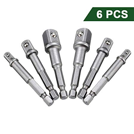 Impact Driver Socket Adapter Extension Set, Wrench Hex Shank Drill Bits Bar, Turns Power Drill Into High Speed Nut Driver 1/4" 3/8" 1/2" Drive