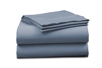 Elles Bedding Collections 450 Thread Count Bedspread 100% Cotton Sheet Set Sateen Weave Deep Pocket Breathable Premium Quality Bedding Set Blue Queen