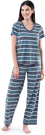 Fruit of the Loom Women's Short Sleeve Tee and Pant 2 Piece Sleep Pajama Set