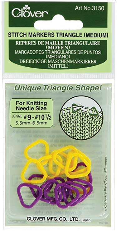 Clover 3150 Stitch Markers, Triangle, 16-Pieces Medium, Yellow/Purple