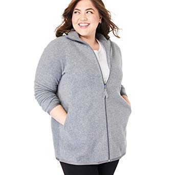 Woman Within Women's Plus Size Zip-Front Microfleece Jacket