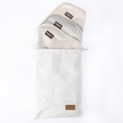 Changing Pad Liners - 3 Pack 100% Organic Un-Dyed Cotton - 28 Inch x 20 Inch - Waterproof Lining - Free Gift Bag