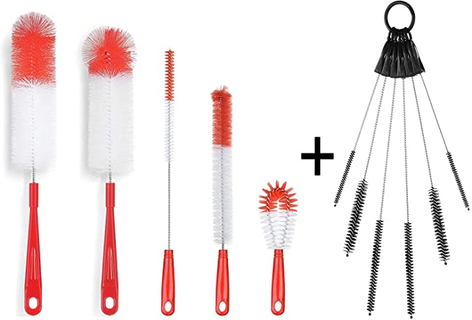 ALINK Red Bottle Straw Brush Set   6 Black Good Grips Straw Brush