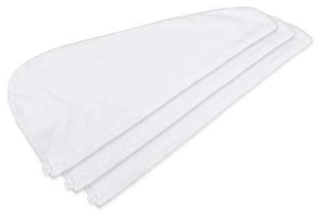 DII Oceanique Women's Microfiber, Machine Washable, Perfect for College Dorm, Pools, Gyms, Beaches, Locker Rooms, Bathroom, Shower Hair Wrap, Hair Towel, Set of 3, White