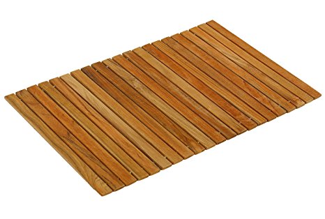 Bare Decor Asi Genuine Teak Wood Flexible Table Top Placemat or Sofa Arm Tray, 1 Mat