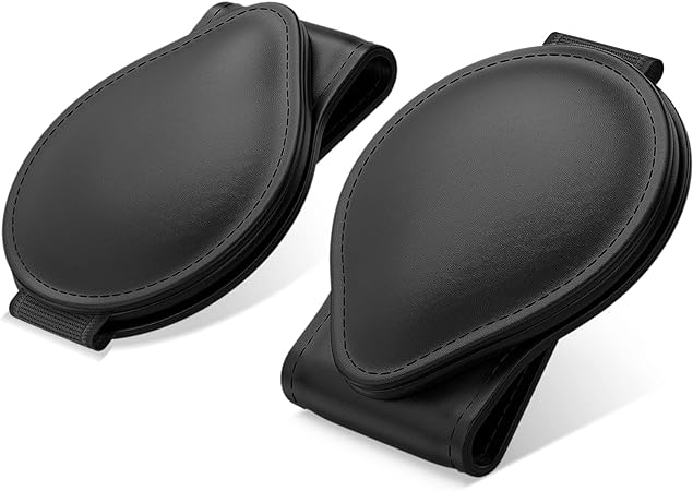 MoKo Sunglasses Holder for Car Sun Visor, 2-Pack PU Leather Magnetic Glasses Mount Holder Eyeglasses Hanger Clip Visor Accessories for All Car Models, Black