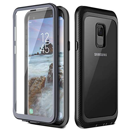 Prologfer Samsung S9 Case 360 Degree Protection Built-in Screen Protector Cover Shockproof Dust-Proof Shell Slim Fit Rugged Clear Bumper Defender Armor Case for Samsung Galaxy S9