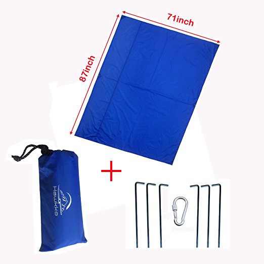 Hawkko Pocket Blanket Compact Blanket, Oversize (87" x 71"), Includes Carabiner, Metal Stakes & Pouch, Soft Lightweight Waterproof Blanket, Ideal for Camping, Traveling, Hiking