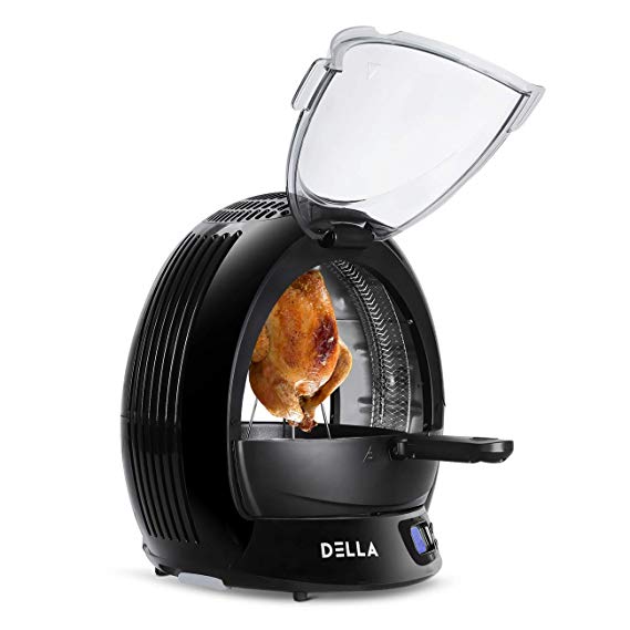 Della 048-DL900-BK 9 in 1 Air Fryer Multicooker Halogen Powered LED Vertical Rotisserie, One Size Black