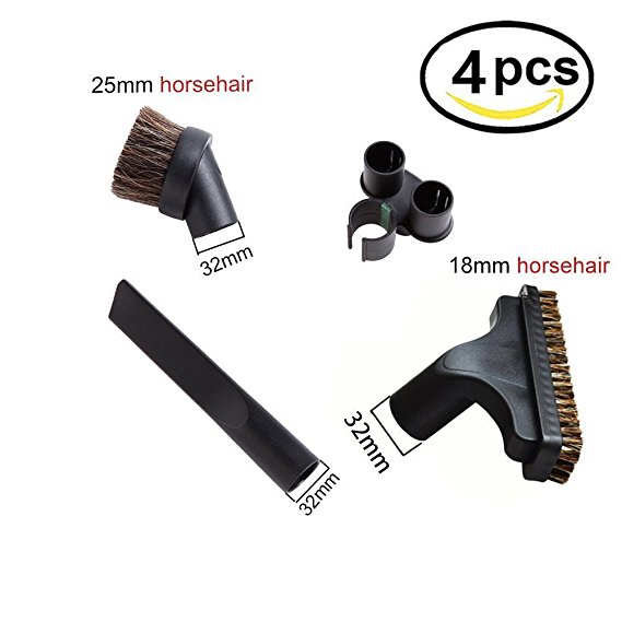 EZ SPARES 4PCS Universal Replacement 32mm Vacuum Cleaner Accessories Horsehair Brush Kit For Hoover, Bissell, Eureka, Royal, Dirt Devil,Kirby, Rainbow Kenmore,Electrolux, Panasonic, Shop Vac