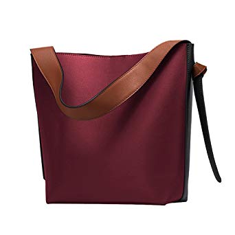 Clearance Sale - S-ZONE Women's Contrast Color Leather Tote Shoulder Bag Handbags