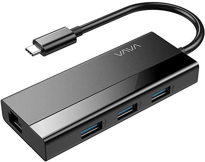 VAVA USB C Hub, 4-in-1 USB Type C to USB 3.0 Adapter with Gigabit Ethernet Network Adapter Multiport for MacBook Pro 2018/2017, MacBook Air 2018, Pixel 3, Dell XPS, and More Type-C Devices