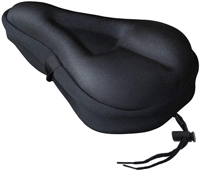 Gel Bike Seat Cover,Soft Exercise Bike Seat Cushion Cover,Bike Saddle Cushion with Water&Dust Resistant Cover for Women and Men - Great for Indoor Cycling Class and Stationary Bikes