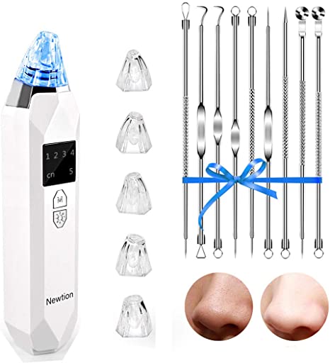 Blackhead Remover Vacuum Pore Cleaner Extractor with 9 Probes,Electric USB Rechargeable,5 Adjustable Suction LED Display,3 Skin Repair Lamps for Skin Treatment