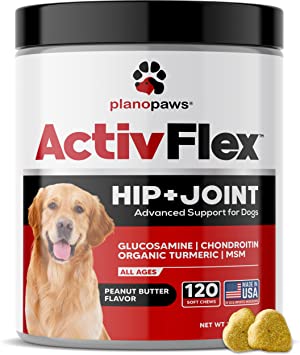 Glucosamine for Dogs Hip and Joint Supplement - Safe Joint Support for Dogs - Natural Dog Joint Supplement with Glucosamine Chondroitin MSM Turmeric - 120 Joint Care Chews for Dogs ActivTreats
