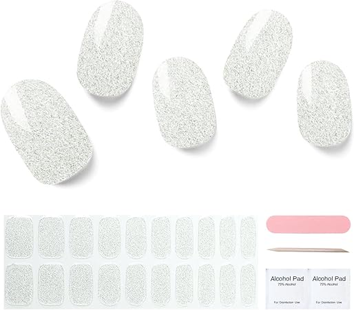 Semi Cured Gel Nail Strips, 20 pcs Gel Nail Stikers, Gel Nail Wraps Semi Cured, Salon-Quality, 2 Weeks Long Lasting