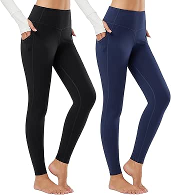 BALEAF Women's Fleece Lined Leggings Thermal Warm Winter Tights High Waisted Yoga Pants Cold Weather with Pockets