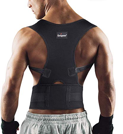 Unigear Back Brace Posture Corrector for Women and Men,Adjustable Neoprene Straps Improve Posture and Provide Lumbar Support to Reduce Lower and Upper Back Pains,Comfortable and Discreet